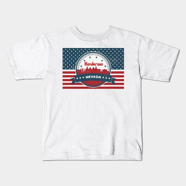 Retro Henderson Nevada American Flag Kids T-Shirt by  Big Foot Shirt Shop